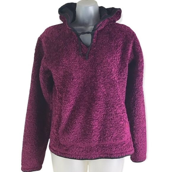 MOUNTAIN HARDWARE Purple Teddy Fleece Hooded Popover Sweater - Picture 1 of 11